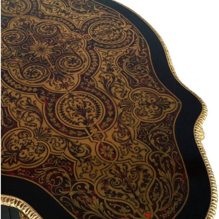 Pamono Venetian Country Villa Baroque Boulle Dining Table and Chairs, France, 1880s, Set of 5