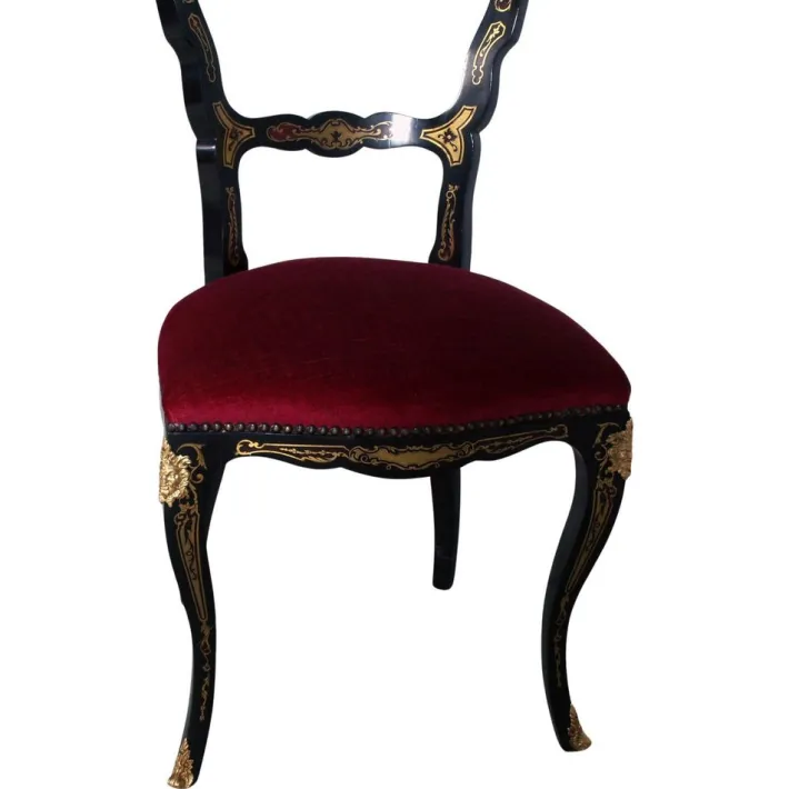 Pamono Venetian Country Villa Baroque Boulle Dining Table and Chairs, France, 1880s, Set of 5