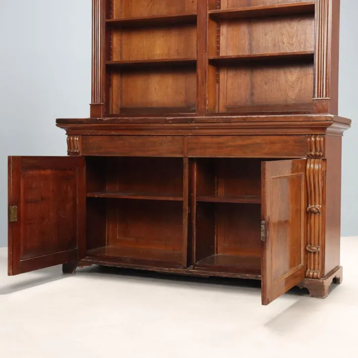 Pamono Victorian Bookcase Mahogany with Carvings, Italy, 19th Century Best