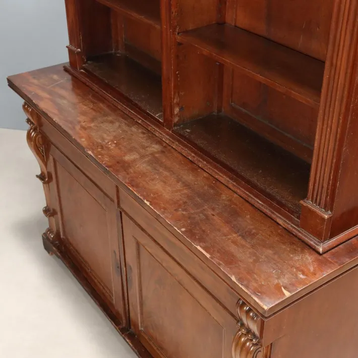 Pamono Victorian Bookcase Mahogany with Carvings, Italy, 19th Century Best