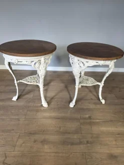 Pamono Victorian Britannia Pub Tables in Cast Iron with Oak Tops, Set of 2 Discount