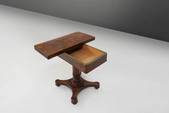 Pamono Victorian Burl Wood Folding Card Table, 19th Century Outlet
