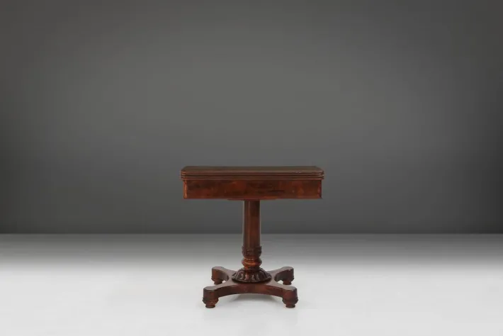 Pamono Victorian Burl Wood Folding Card Table, 19th Century Outlet