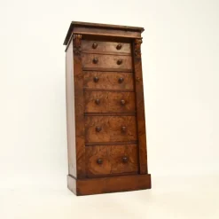 Pamono Victorian Burr & Walnut Wellington Chest of Drawers, 1880s Best