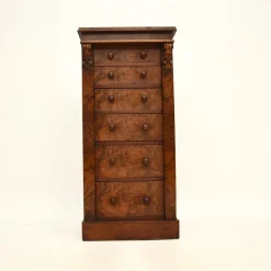 Pamono Victorian Burr & Walnut Wellington Chest of Drawers, 1880s Best
