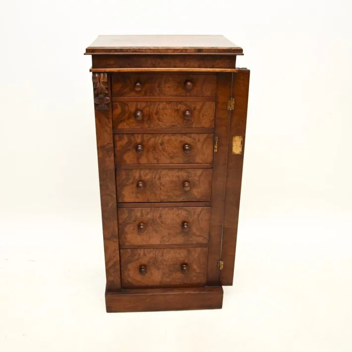 Pamono Victorian Burr & Walnut Wellington Chest of Drawers, 1880s Best