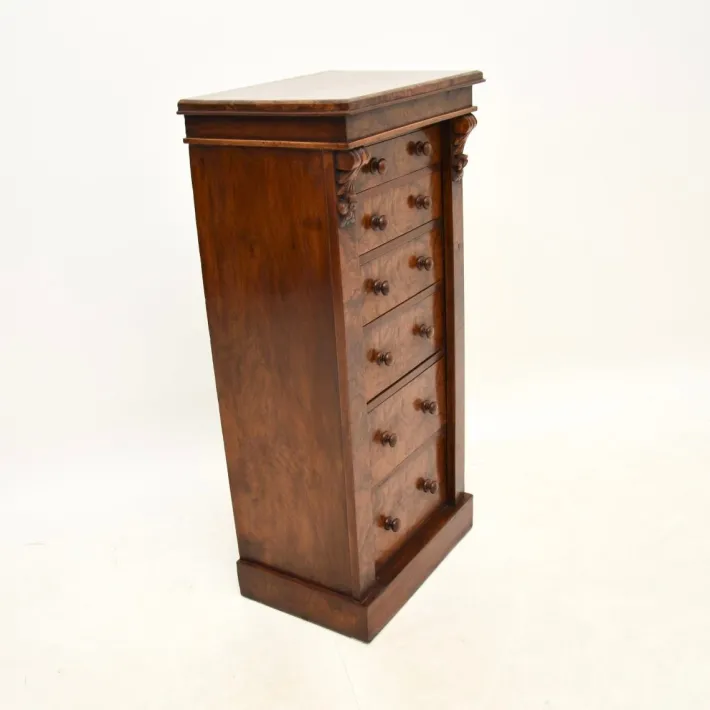 Pamono Victorian Burr & Walnut Wellington Chest of Drawers, 1880s Best