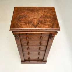 Pamono Victorian Burr & Walnut Wellington Chest of Drawers, 1880s Best