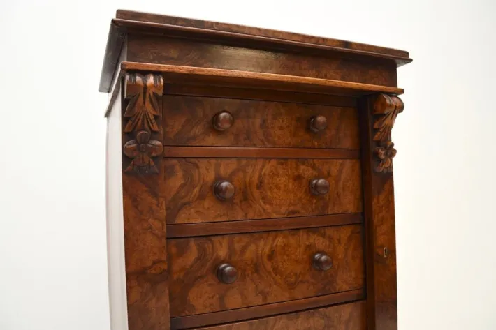 Pamono Victorian Burr & Walnut Wellington Chest of Drawers, 1880s Best