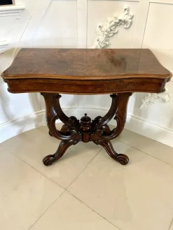Pamono Victorian Burr Walnut Card Table, 1860s Online