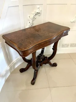 Pamono Victorian Burr Walnut Card Table, 1860s Online