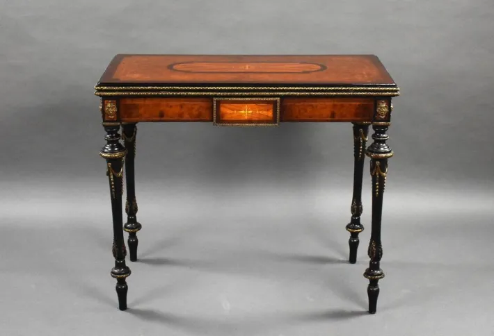 Pamono Victorian Burr Walnut Inlaid Card Table, 1860s Sale