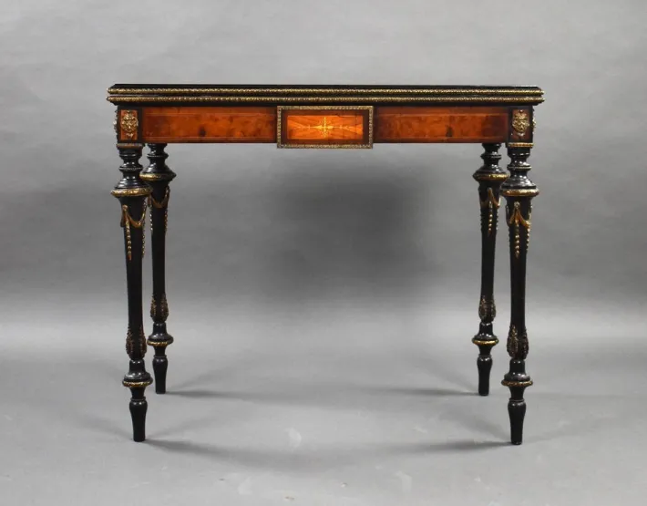 Pamono Victorian Burr Walnut Inlaid Card Table, 1860s Sale