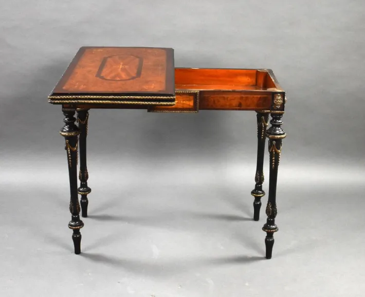 Pamono Victorian Burr Walnut Inlaid Card Table, 1860s Sale