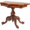 Pamono Victorian Burr Walnut Serpentine Shaped Card Table Discount