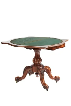 Pamono Victorian Burr Walnut Serpentine Shaped Card Table Discount