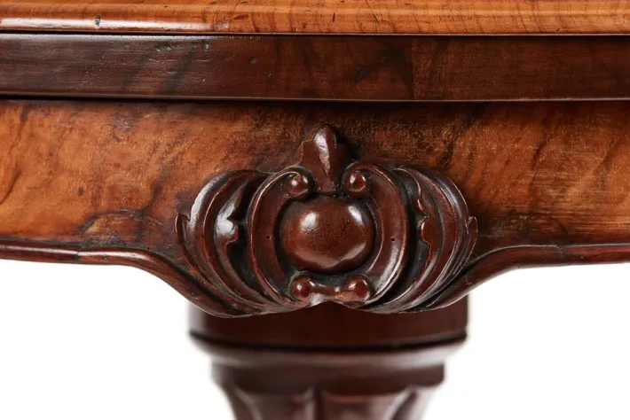 Pamono Victorian Burr Walnut Serpentine Shaped Card Table Discount