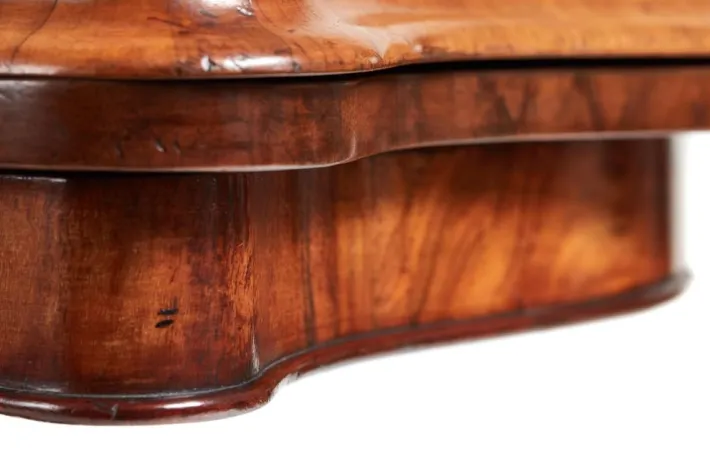 Pamono Victorian Burr Walnut Serpentine Shaped Card Table Discount
