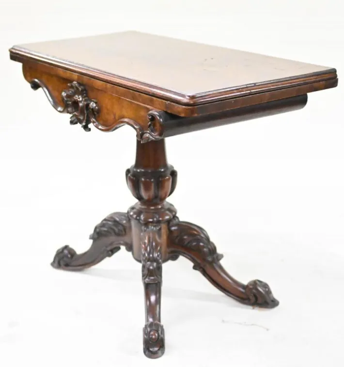 Pamono Victorian Card Table in Walnut, 1890s Hot