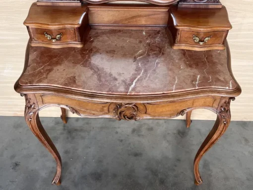 Pamono Victorian Carved Mahogany Dresser Table with Attached Mirror, 1850 Sale