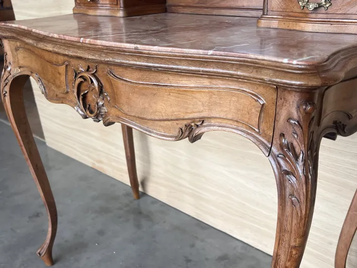 Pamono Victorian Carved Mahogany Dresser Table with Attached Mirror, 1850 Sale