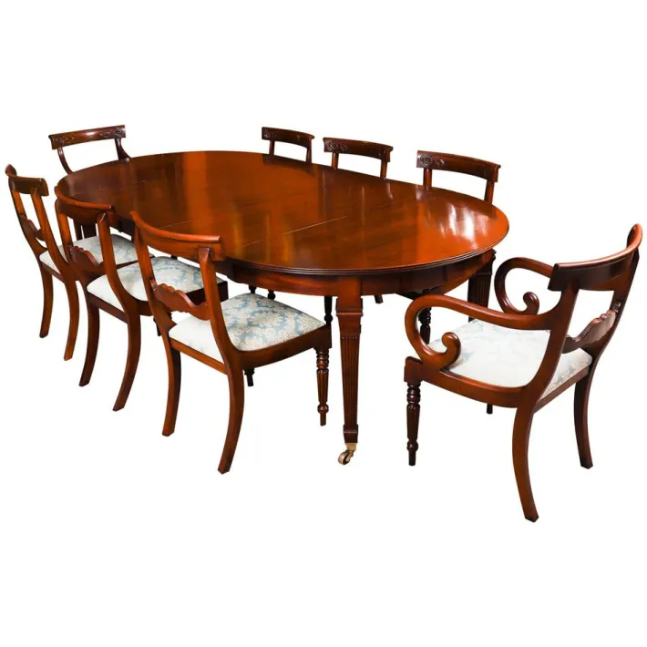 Pamono Victorian Dining Table and Barback Dining Chairs, 1890s, Set of 9 Discount