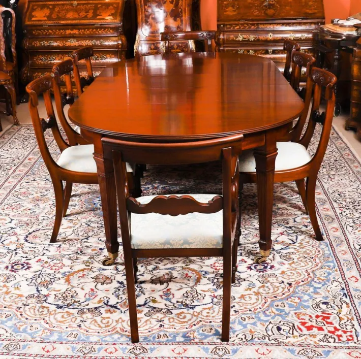 Pamono Victorian Dining Table and Barback Dining Chairs, 1890s, Set of 9 Discount