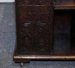 Pamono Victorian English Oak Carved Revolving Bookcase Clearance