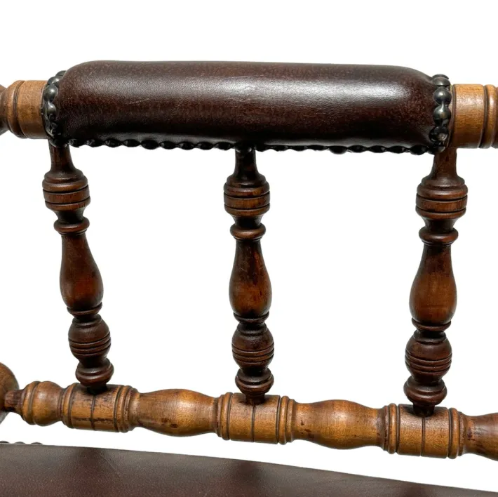 Pamono Victorian English Rocking Chair with Leather Upholstery, 1890s New