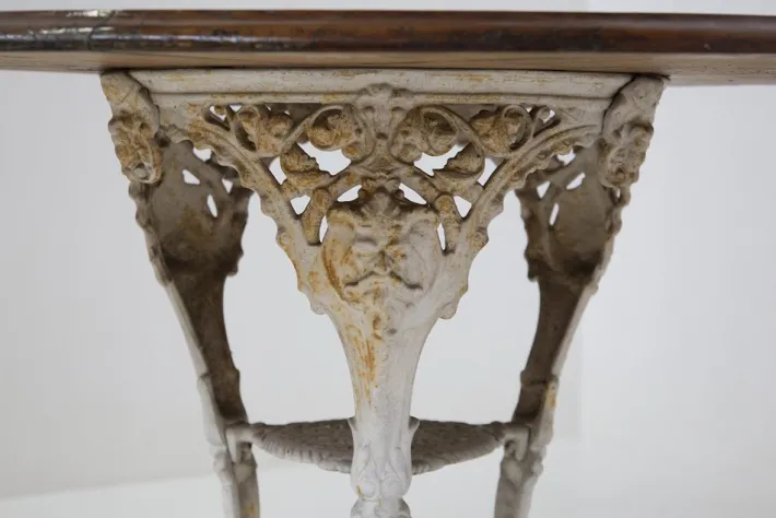 Pamono Victorian English White and Wood Cast Iron Table Discount