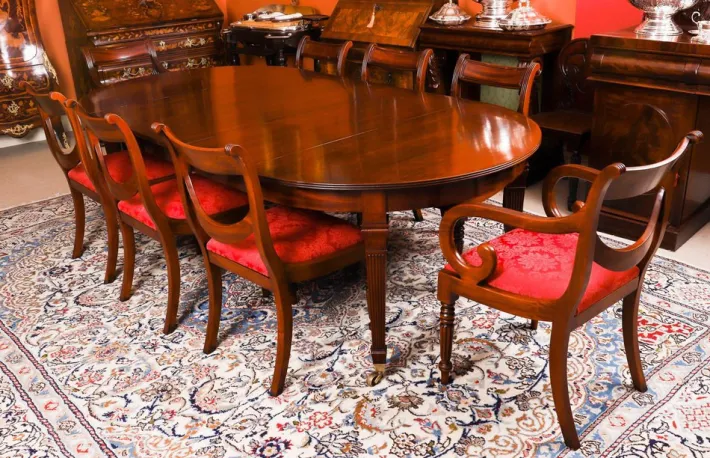 Pamono Victorian Flame Mahogany Extending Dining Table, 1890s New