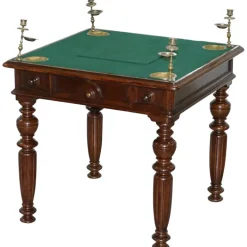 Pamono Victorian Game Table with Drop Middle, Secret Drawers and Buttons, 1840s New
