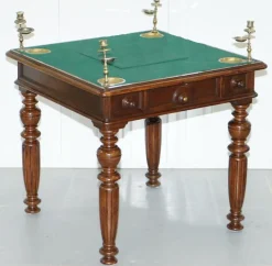 Pamono Victorian Game Table with Drop Middle, Secret Drawers and Buttons, 1840s New