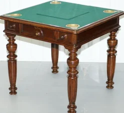 Pamono Victorian Game Table with Drop Middle, Secret Drawers and Buttons, 1840s New