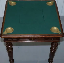 Pamono Victorian Game Table with Drop Middle, Secret Drawers and Buttons, 1840s New