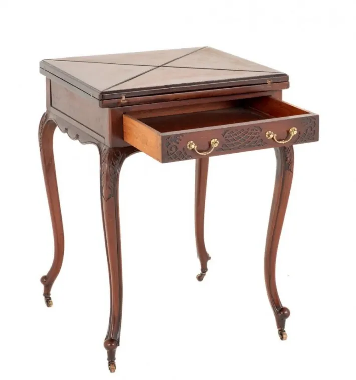 Pamono Victorian Games Envelope Card Table in Mahogany, 1890s Online