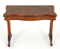Pamono Victorian Games Table in Burr Walnut, 1860 New