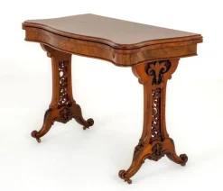 Pamono Victorian Games Table in Burr Walnut, 1860 New