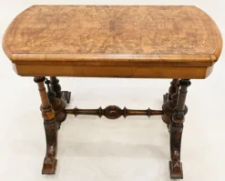 Pamono Victorian Games Table in Burr Walnut, 1880s Hot