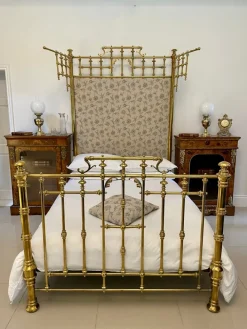 Pamono Victorian Gilded Brass Half Tester Double Bed, 1860s Discount