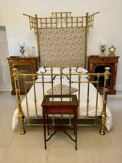 Pamono Victorian Gilded Brass Half Tester Double Bed, 1860s Discount