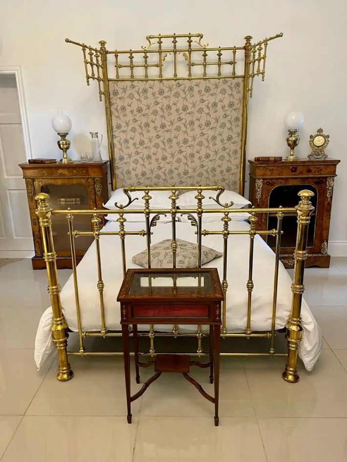 Pamono Victorian Gilded Brass Half Tester Double Bed, 1860s Discount