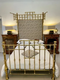 Pamono Victorian Gilded Brass Half Tester Double Bed, 1860s Discount