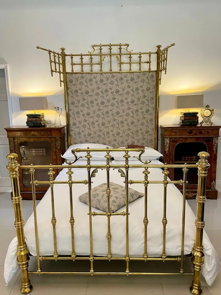 Pamono Victorian Gilded Brass Half Tester Double Bed, 1860s Discount