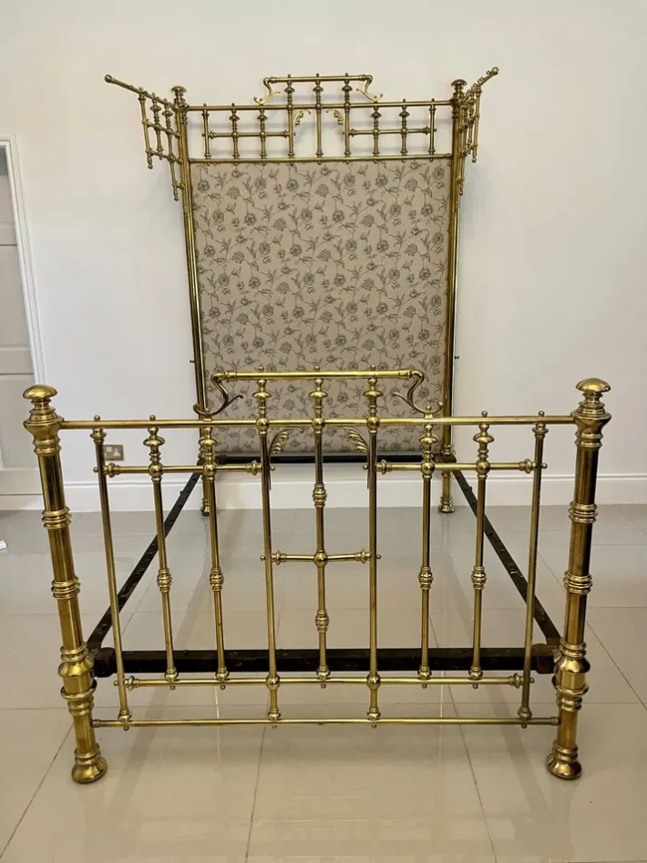 Pamono Victorian Gilded Solid Brass Half Tester Double Bed New