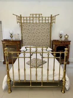 Pamono Victorian Gilded Solid Brass Half Tester Double Bed New