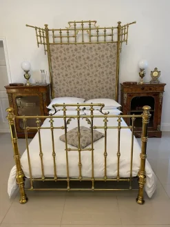 Pamono Victorian Gilded Solid Brass Half Tester Double Bed New