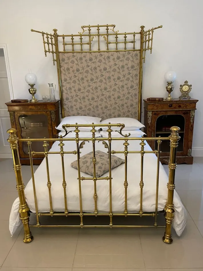 Pamono Victorian Gilded Solid Brass Half Tester Double Bed New