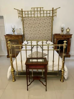 Pamono Victorian Gilded Solid Brass Half Tester Double Bed New