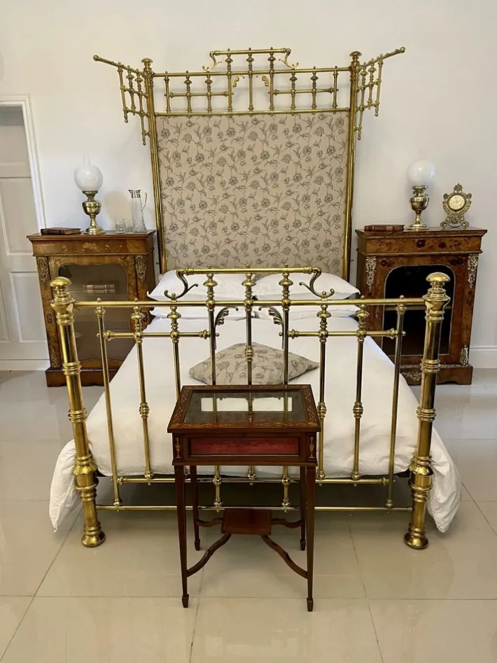 Pamono Victorian Gilded Solid Brass Half Tester Double Bed New